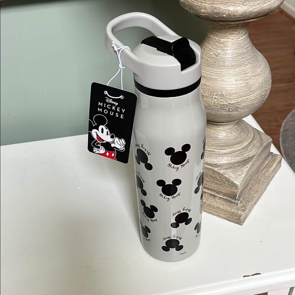 NWT Disney Mickey Mouse Water Bottle - Gray WITH Mickey head design